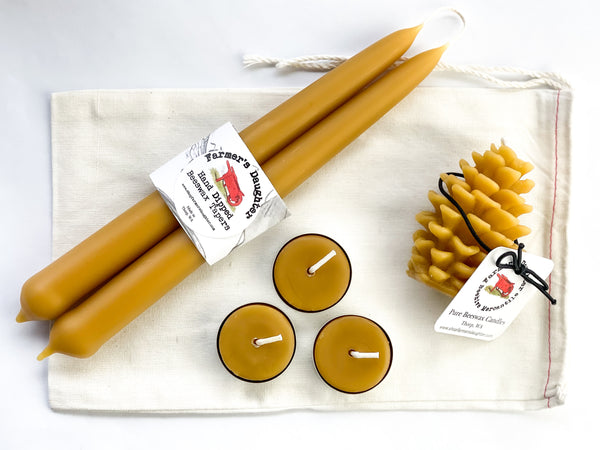 Beeswax Taper + Pinecone Gift Set