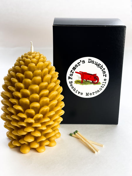 Beeswax Large Pine Cone Pillar