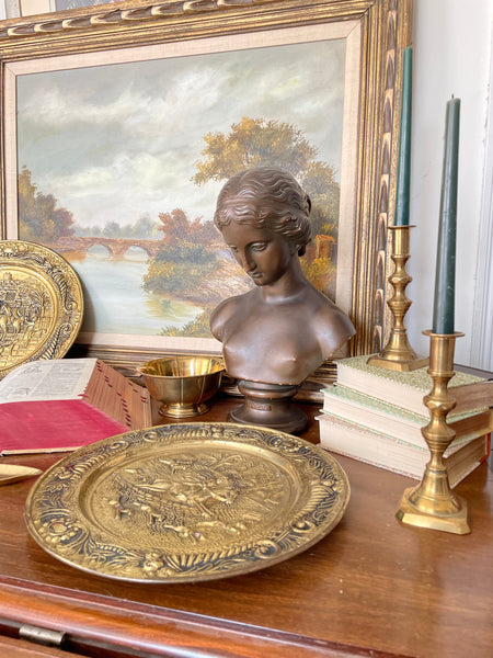 Vintage Brass English Riding Plates set of 2