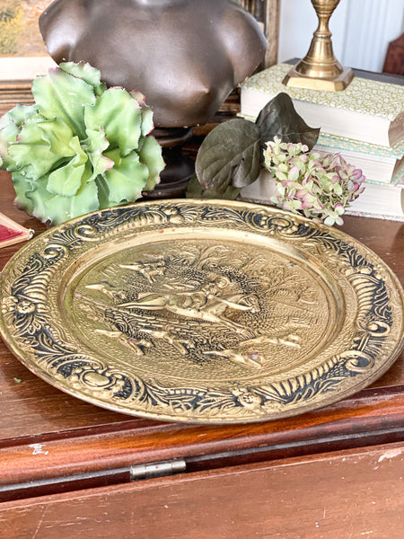 Vintage Brass English Riding Plates set of 2