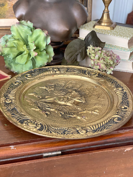 Vintage Brass English Riding Plates set of 2