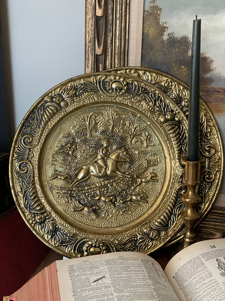 Vintage Brass English Riding Plates set of 2