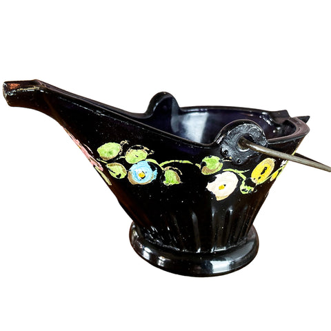 Miniature glass decorative coal bucket