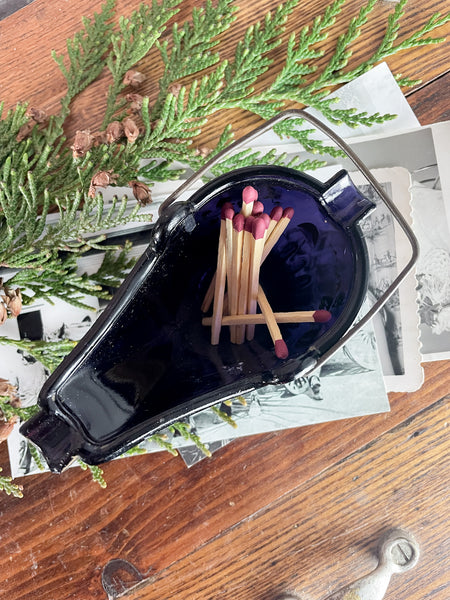 Miniature glass decorative coal bucket