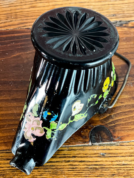 Miniature glass decorative coal bucket